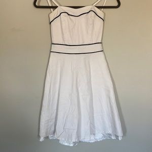 *!!WORN ONCE!!* white strapless dress with 3 navy stripes from CHARLOTTE RUSSE.